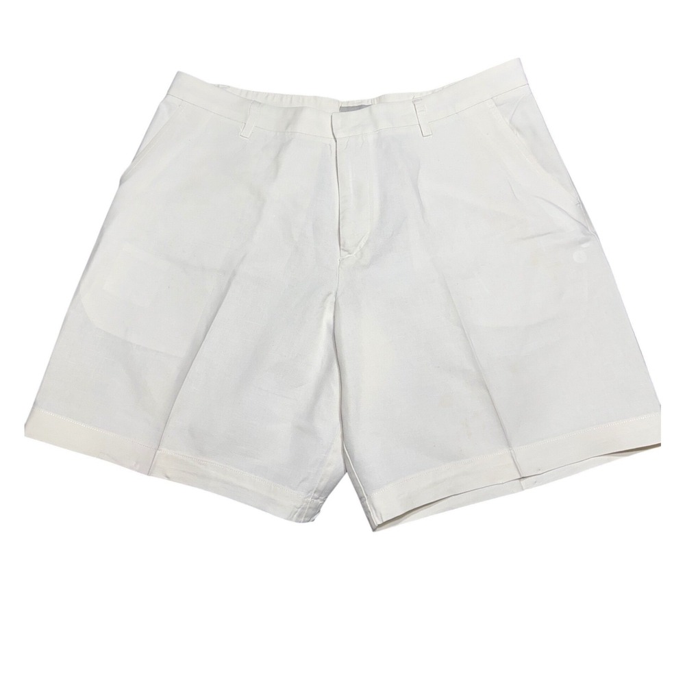 Breakwater Shorts Mens 38 Linen Cotton Blend White Flat Front Coastal Summer
